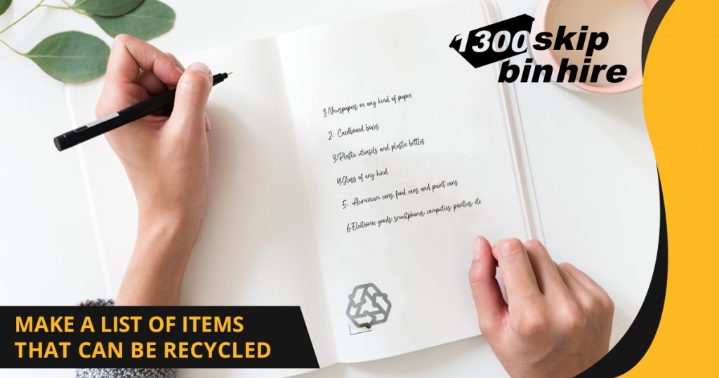 Make a list of items that can be recycled